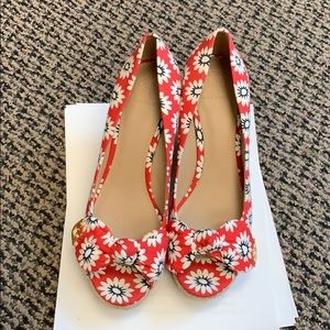 New Nantucket Tory Burch Peep Toe Wedge Size 9